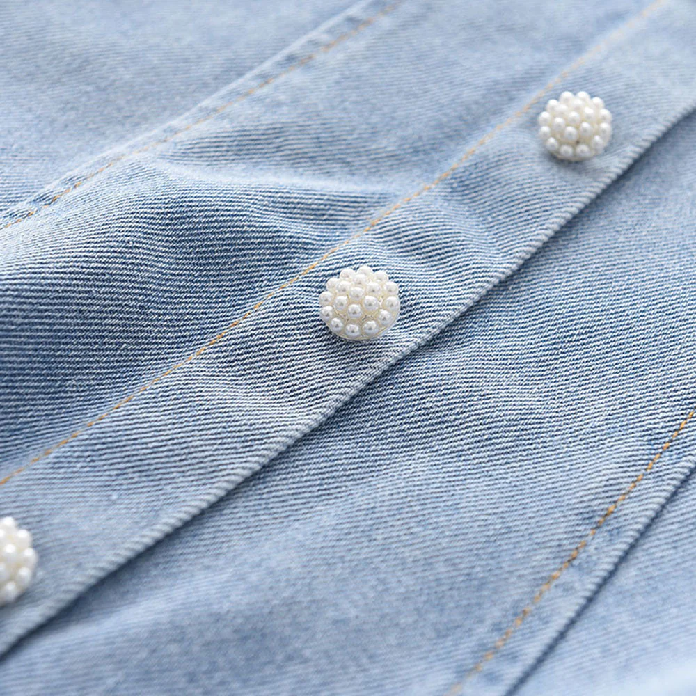 deanwangkt Baby Girl Clothes Menoea  Princess Denim Dresses for Baby Girl Clothing New Summer Toddler Pearl Lace Patchwork Princess Dress for Kids 2-7Y - Deanwangkt