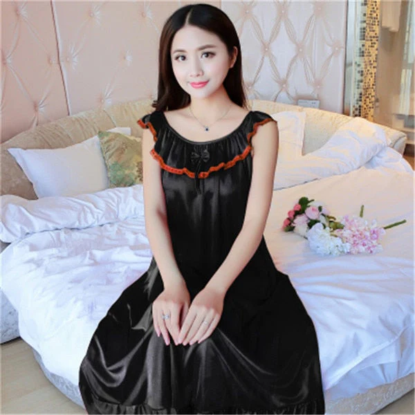 deanwangkt Hot Women Night Gowns Sleepwear Nightwear Long Sleeping Dress Luxury Nightgown Women Casual Night Dress Ladies Home Dressing - Deanwangkt