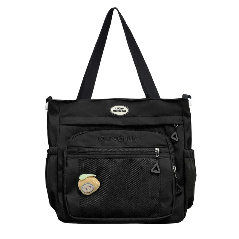 BACK TO SCHOOL   Fashion Women Bag for College Cute Casual Waterproof Girls Bookbag Make Up Bag Kawaii Sweet Shoulder Schoolbag Black - Deanwangkt