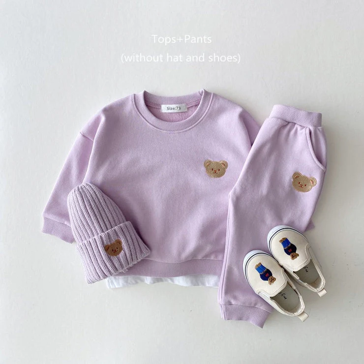 deanwangkt Fashion Toddler Baby Boys Girl Fall Clothes Sets Baby Girl Clothing Set Kids Sports Bear Sweatshirt Pants 2Pcs Suits Outfits - Deanwangkt