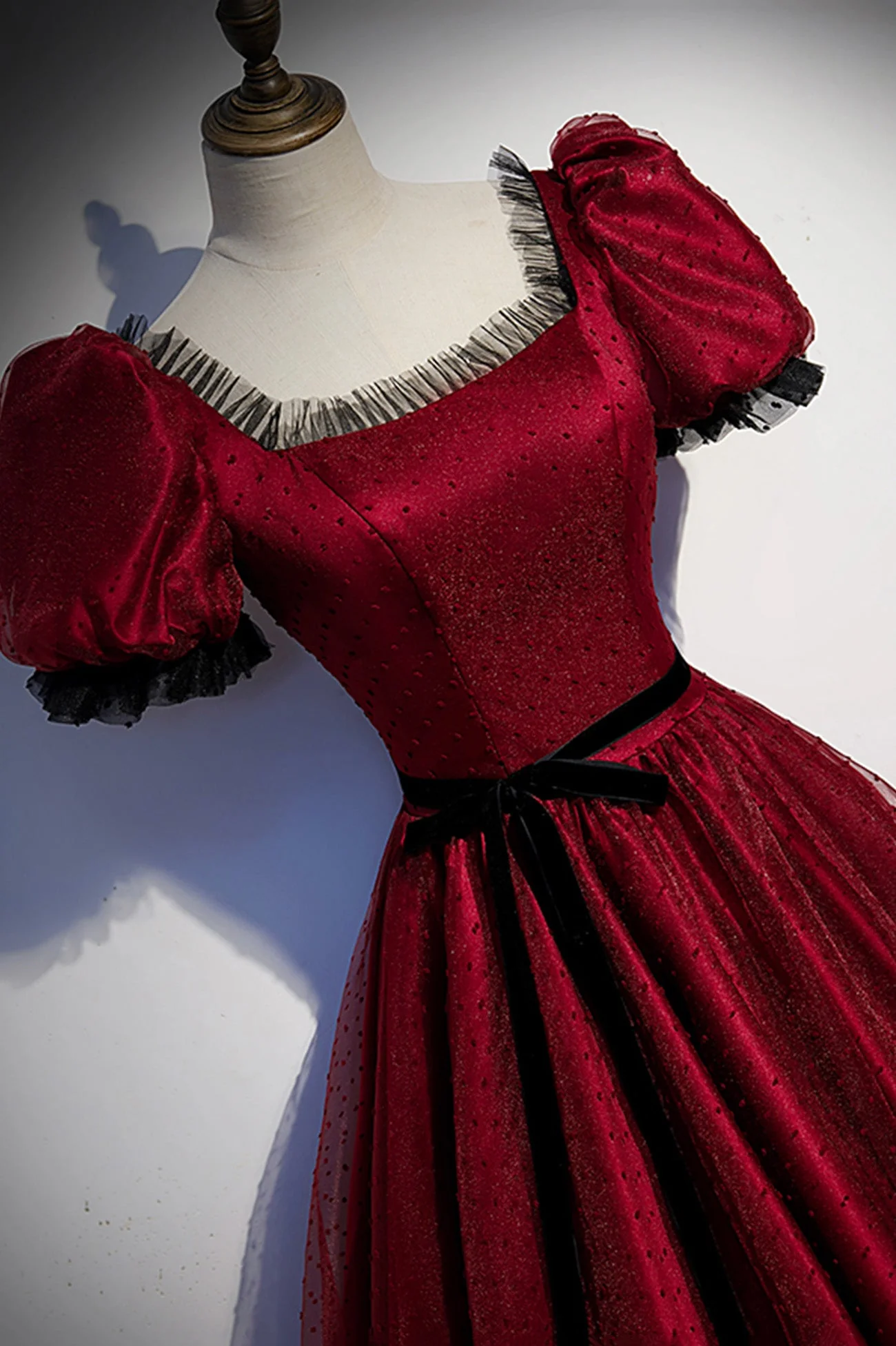 solvbao Burgundy Tulle Long Prom Dresses, A-Line Backless Evening Dresses - Deanwangkt