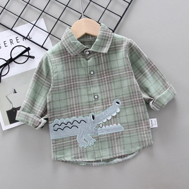deanwangkt  Kids Shirt Clothes Spring Thin Blouses Clothing Infant Boy Plaid Cotton Tops 1 2 3 4 Years Kids Long Sleeves Shirt - Deanwangkt