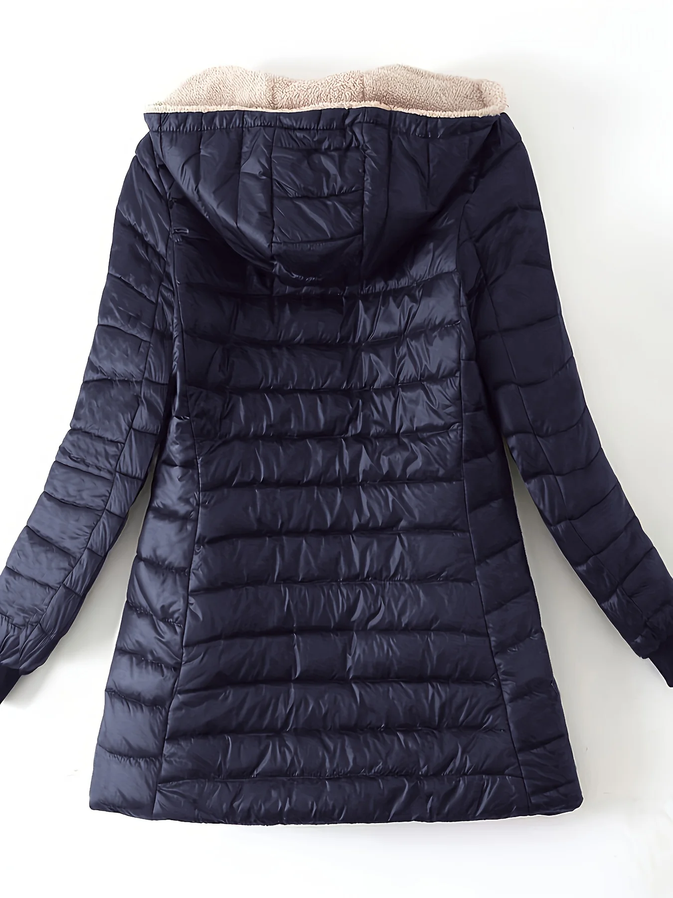 deanwangkt Zip Up Solid Hooded Coat, Casual Long Sleeve Winter Warm Outerwear, Women's Clothing - Deanwangkt