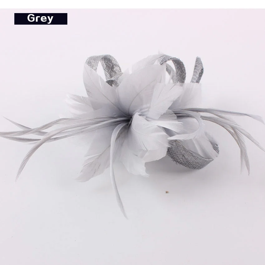Women Chic Fascinator Hat Cocktail Brooch Wedding Headpiece Church Headwear Party Feather Hair Accessories Sinamay Fascinators - Deanwangkt