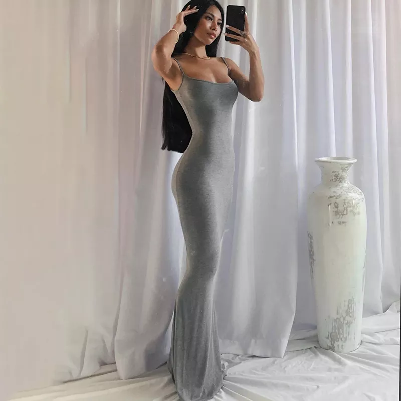 deanwangkt Summer Sexy Skims Maxi Dress Women Sleeveless Backless Elegant Outfits Party Club Sundress Birthday Beach Bodycon Dresses - Deanwangkt