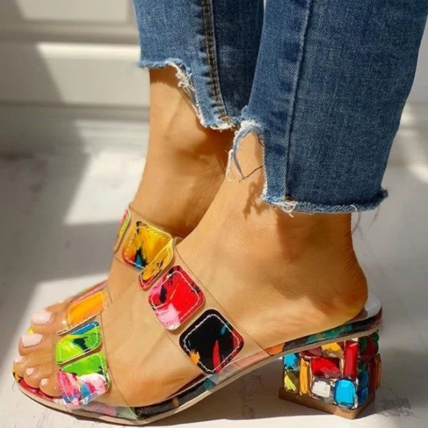 deanwangkt - Colour Casual Patchwork Round Out Door Wedges Shoes - Deanwangkt