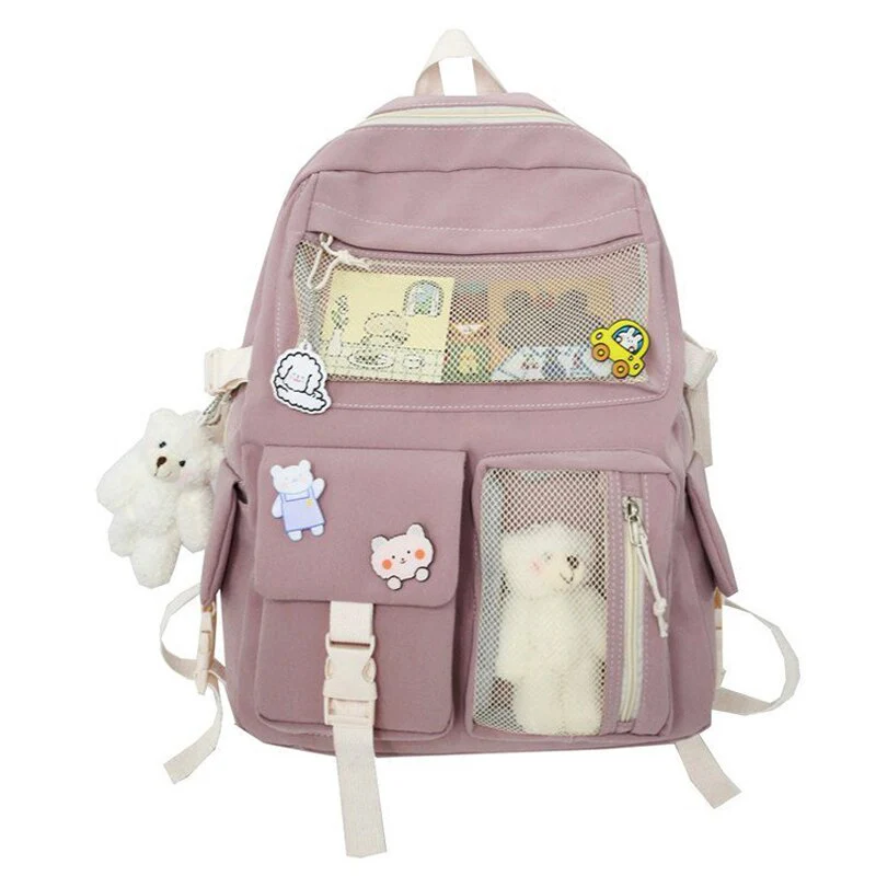 deanwangkt  Buckle Badge Women's Backpack - Deanwangkt