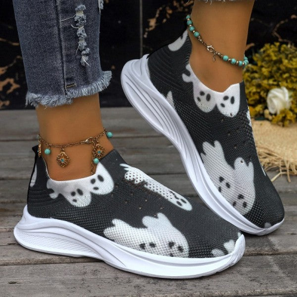 deanwangkt - Black Casual Patchwork Printing Round Comfortable Out Door Shoes - Deanwangkt
