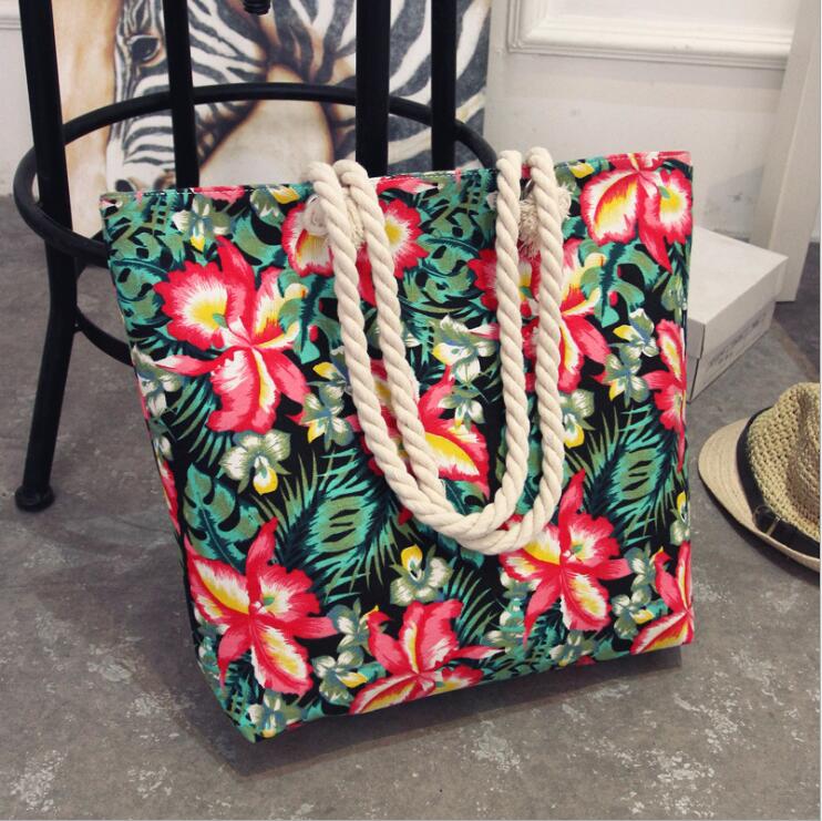 deanwangkt  Fashion Folding Women Big Size Handbag Tote Ladies Casual Flower Printing Canvas Graffiti Shoulder Bag Beach Bolsa Feminina - Deanwangkt
