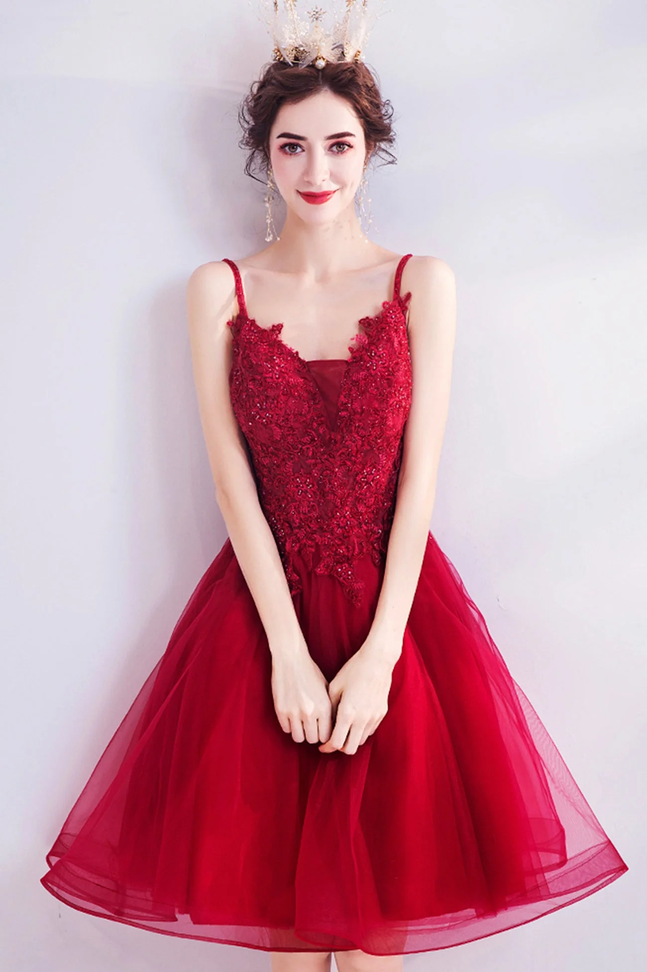 solvbao Cute Lace Short Prom Dresses, A-Line Homecoming Dresses - Deanwangkt