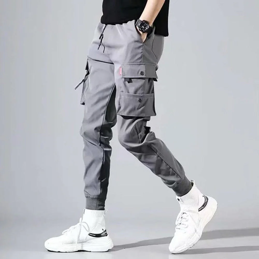 DEANWANGKT Mens Vintage Hip Hop Style Baggy Jeans Men's Side Pockets Cargo Harem Pants Ribbons Black Hip Hop Casual Male Joggers Trousers Fashion Casual Streetwear Pants 5XL - Deanwangkt