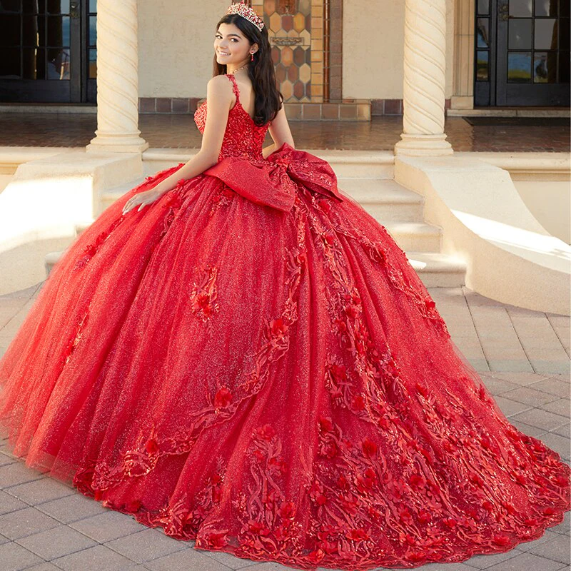 deanwangkt  Sequins Quinceanera Dresses  Sweet 15 Ball Gowns Crystal Bow Flower Lace Luxuy Girls Birthday Evening Formal Party Beaded Women - Deanwangkt