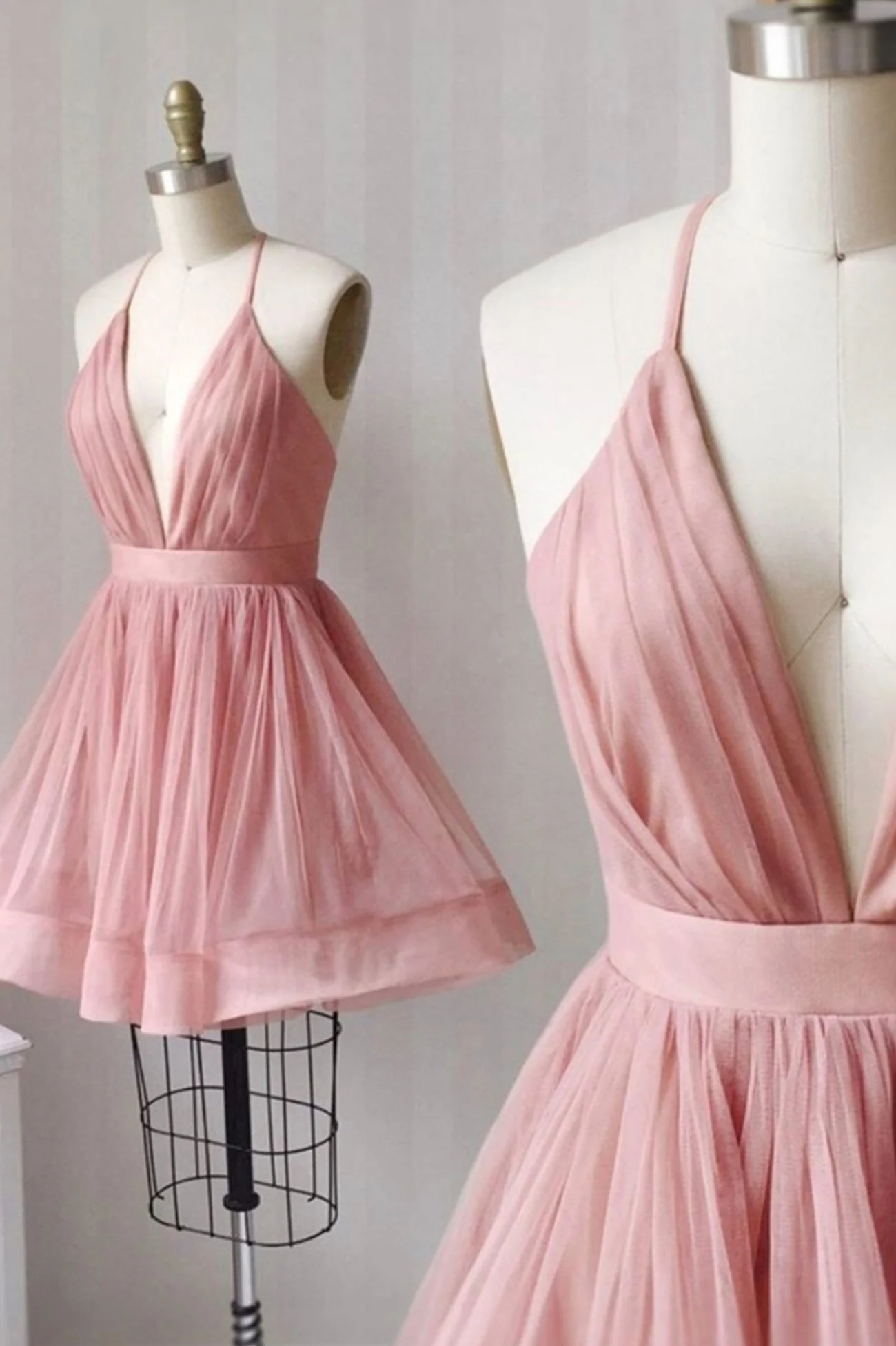 solvbao Cute V-Neck Tulle Short Prom Dresses, A-Line Mini Party Dresses - Deanwangkt