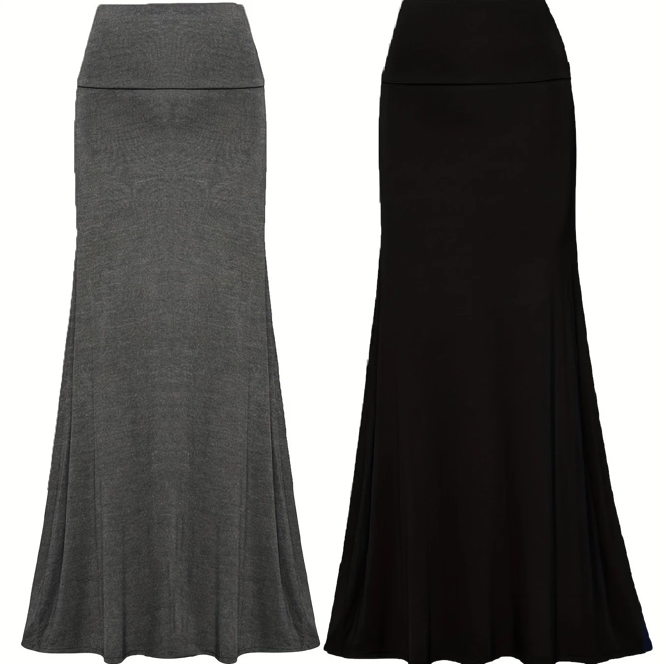 deanwangkt Solid High Waist Skirt 2 Pack, Elegant Slim Maxi Length Skirt, Women's Clothing - Deanwangkt