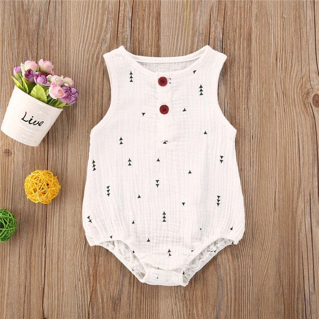 Baby Girls Romper Summer Infant Unisex Newborn Sleeveless Girls Print One-pieces Jumpsuit Baby Cotton Linen Soft Clothes Outfits - Deanwangkt