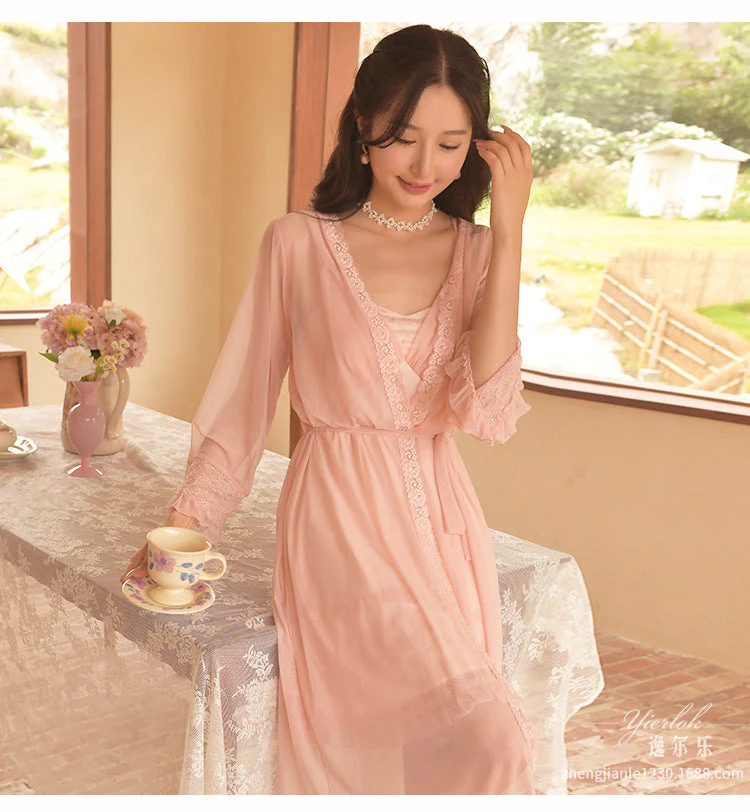 deanwangkt Summer Pink France Vintage Fairy Dress Women Lace Sexy Sweet Elegant Strap Dress Female Flower Chiffon Korean Long Dresses - Deanwangkt