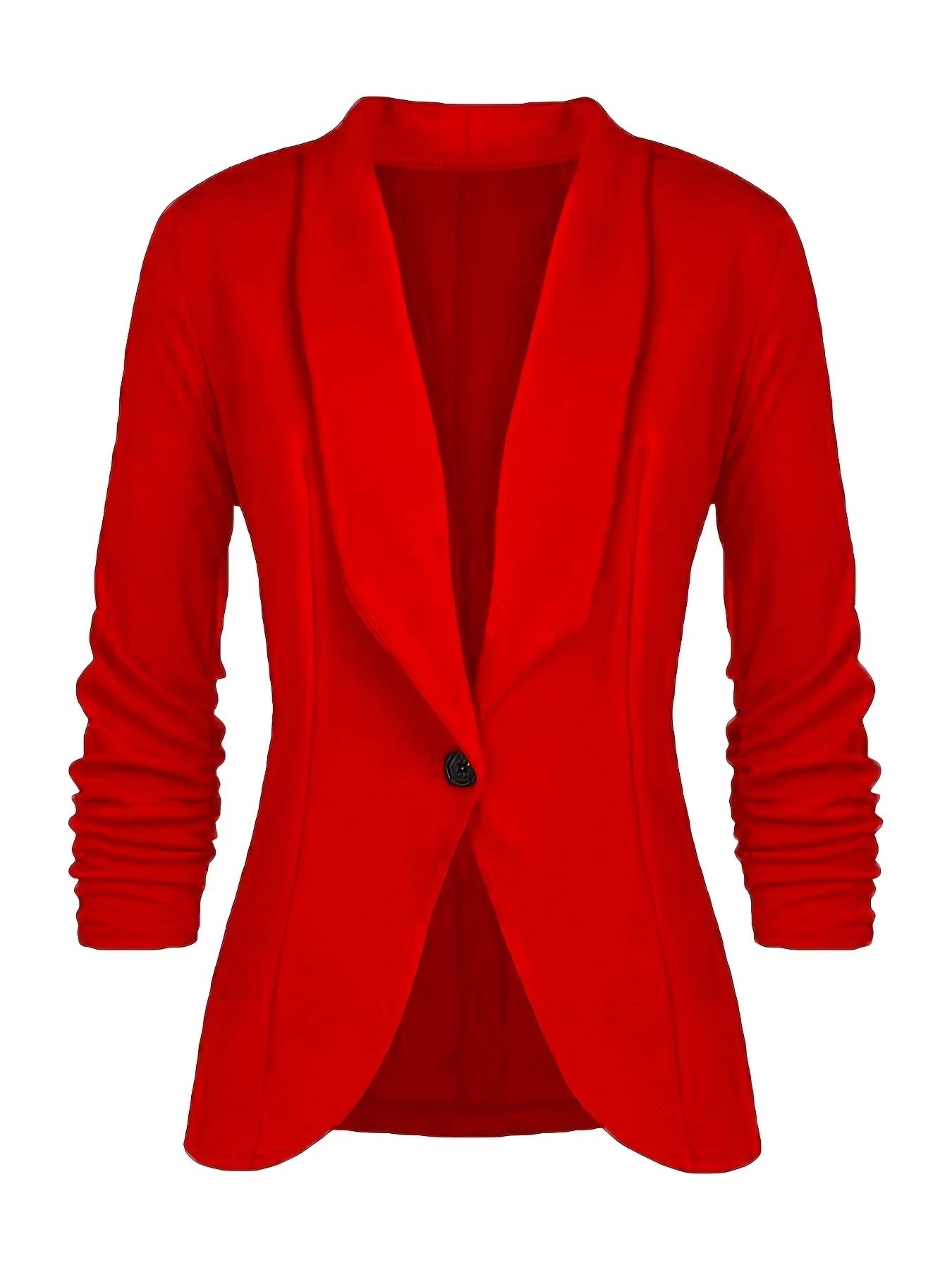 deanwangkt-1 Solid Lapel Long Sleeve Blazer Jacket, Casual Commuter Office Lightweight Outerwear, Women's Clothing - Deanwangkt