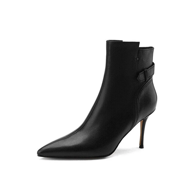 deanwangkt Autumn Shoes    NEW Autumn Women Shoes Genuine Leather Ankle Boots for Women Pointed Toe Super High Heel Shoes Elegant Thin Heel Boots for Women - Deanwangkt