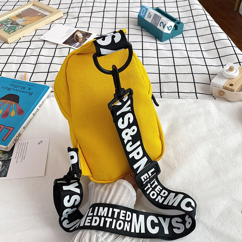 deanwangkt Cute Plush Toy Inside Chest Bag For Women Casual Canvas Bag Women Crossbody Bags Letter Print Strap Shoulder Bag Women Bolso Sac - Deanwangkt