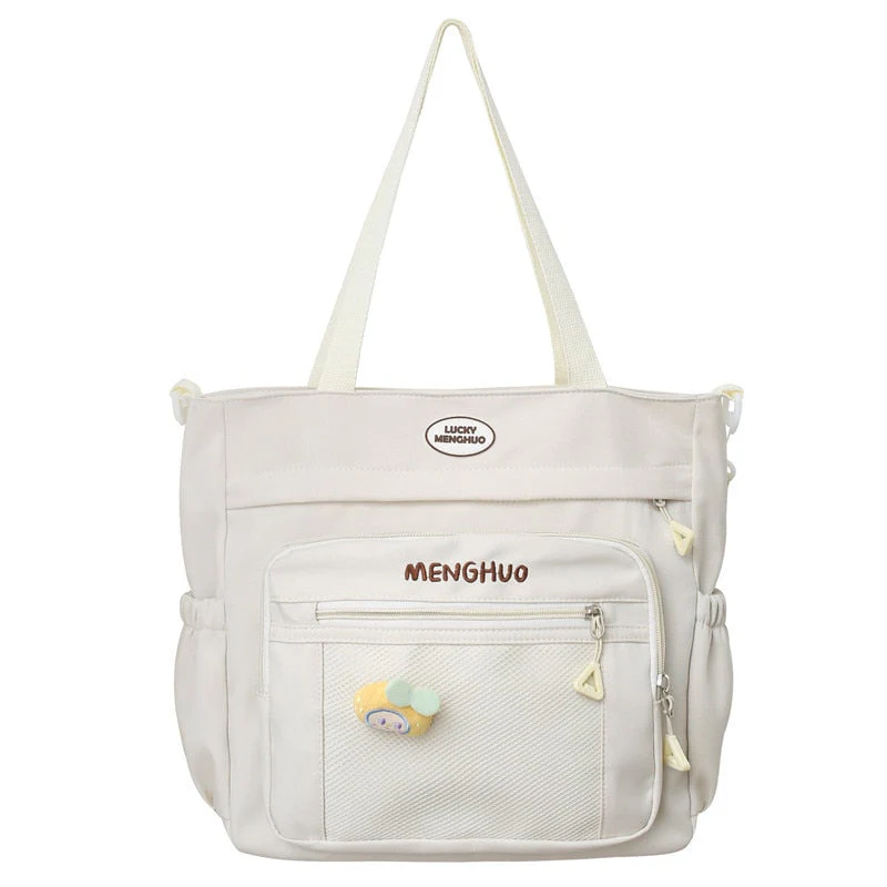 BACK TO SCHOOL   Fashion Women Bag for College Cute Casual Waterproof Girls Bookbag Make Up Bag Kawaii Sweet Shoulder Schoolbag Black - Deanwangkt