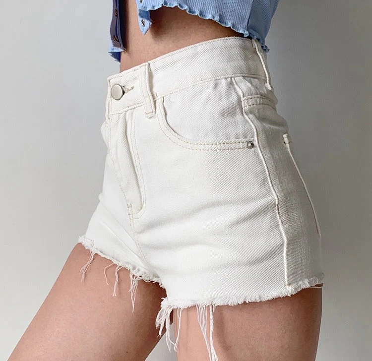 deanwangkt - Frayed High Waist Denim Shorts - Deanwangkt