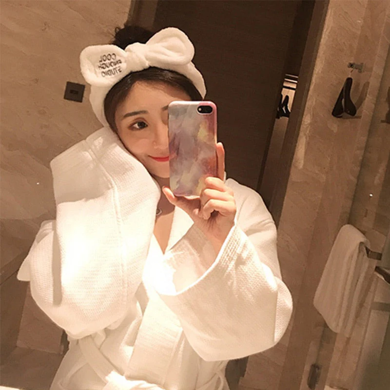 Wash Face Hair Holder Hairbands Soft Warm Coral Fleece Bow Animal Ears Headband For Women Girls Turban Fashion Hair Accessories - Deanwangkt