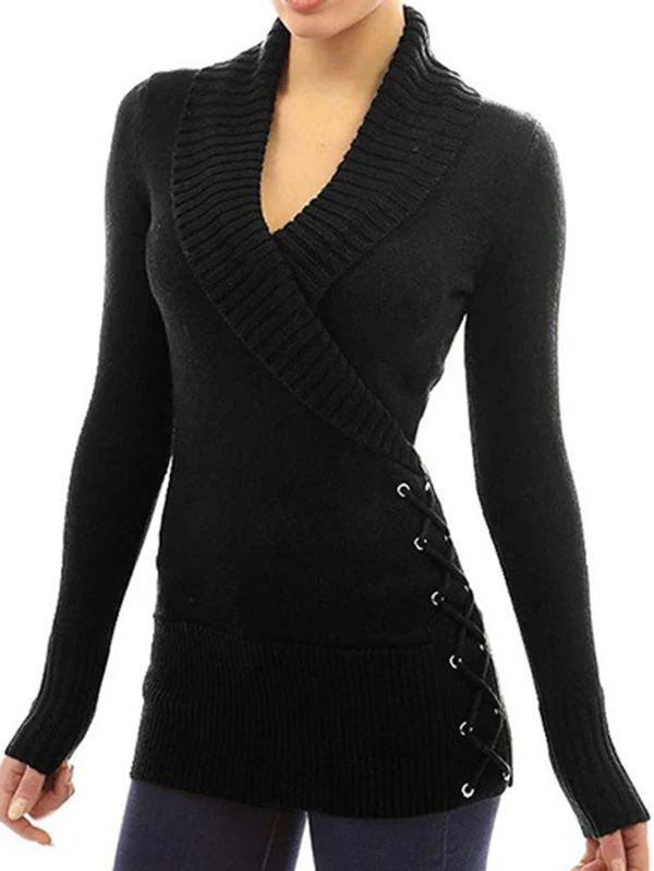 deanwangkt Autumn Winter Sweater Women Two Wear Sexy V-Neck Twisted Jumpers Pullovers Ladies Tops Knitted Sweaters Pull Femme - Deanwangkt