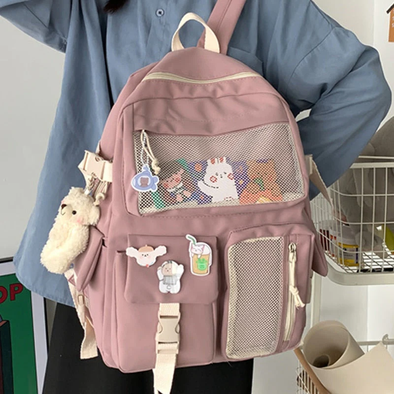 BACK TO SCHOOL   Kawaii Nylon Women Backpack Fashion Waterproof Rucksack for Teen Girls School Bag Cute Student Bookbag Travel Mochila - Deanwangkt