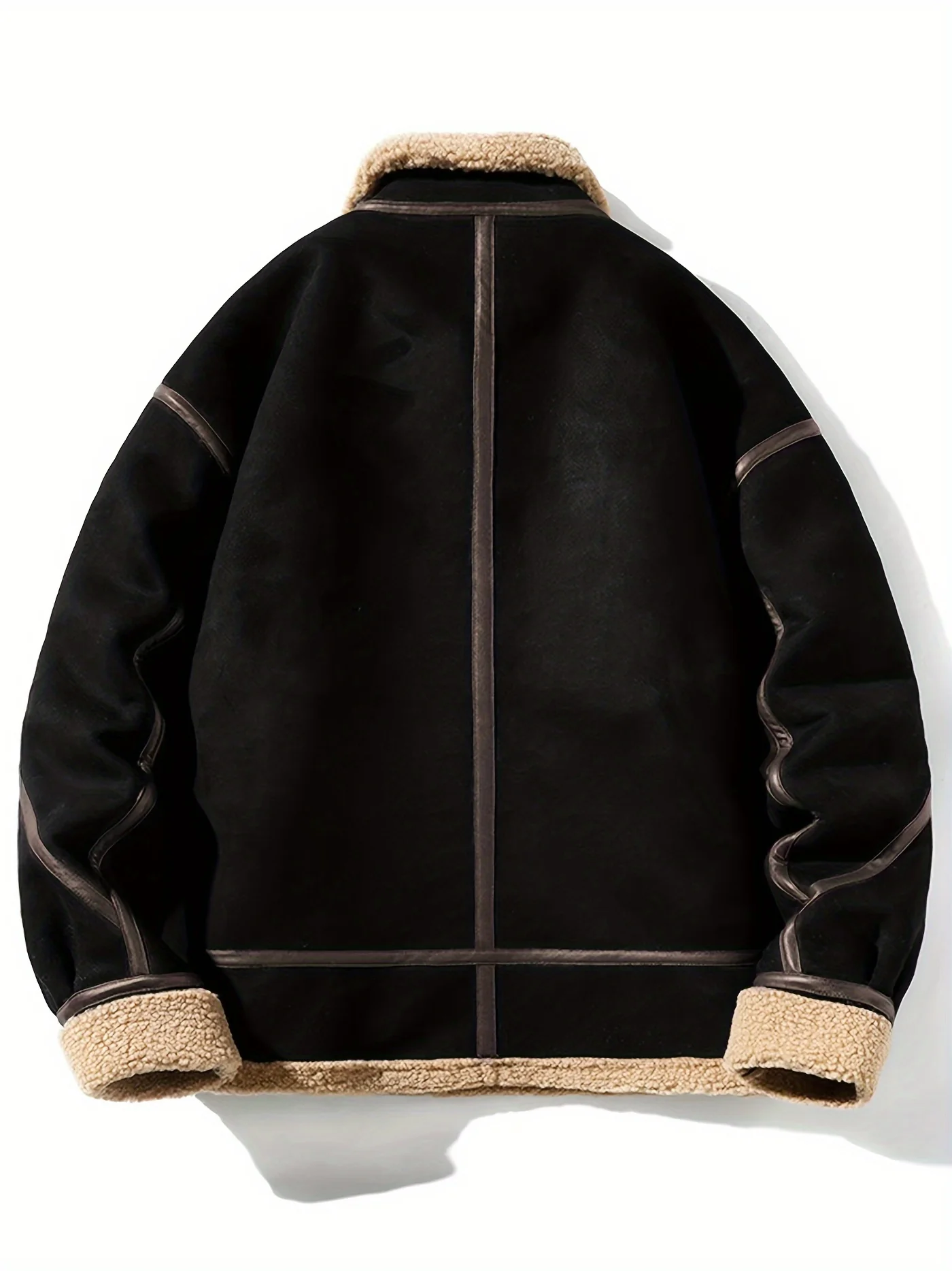 deanwangkt  Men's Trendy Suede Fuzzy Fleece Lined Coat Warm Jacket Long Coat Outwear For Men Winter Autumn Hiphop Style Streetwear - Deanwangkt