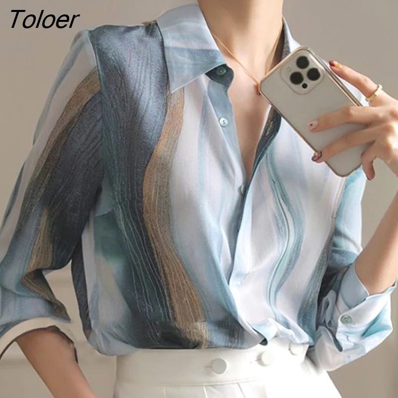 deanwangkt Elegant Chiffon Blouse Women Tops Long Sleeve Vintage Satin Blouses Women Fashion Autumn Casual Loose Silk Shirt 21808 - Deanwangkt