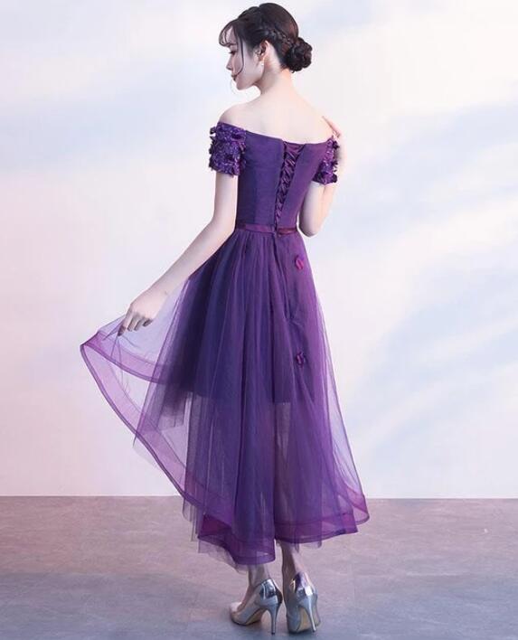 Solvbao Dark Purple High Low New Party Dress, Purple Homecoming Dress - Deanwangkt