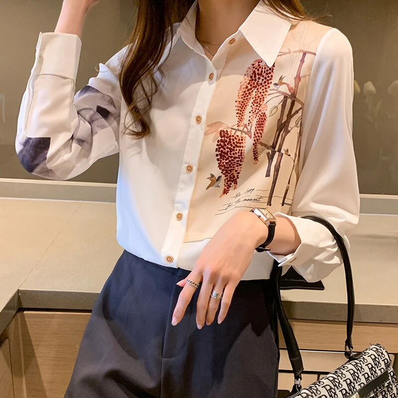 deanwangkt print ladies shirts Women's Blouses  Spring Autumn Shirts Tops Blusas Mujer - Deanwangkt