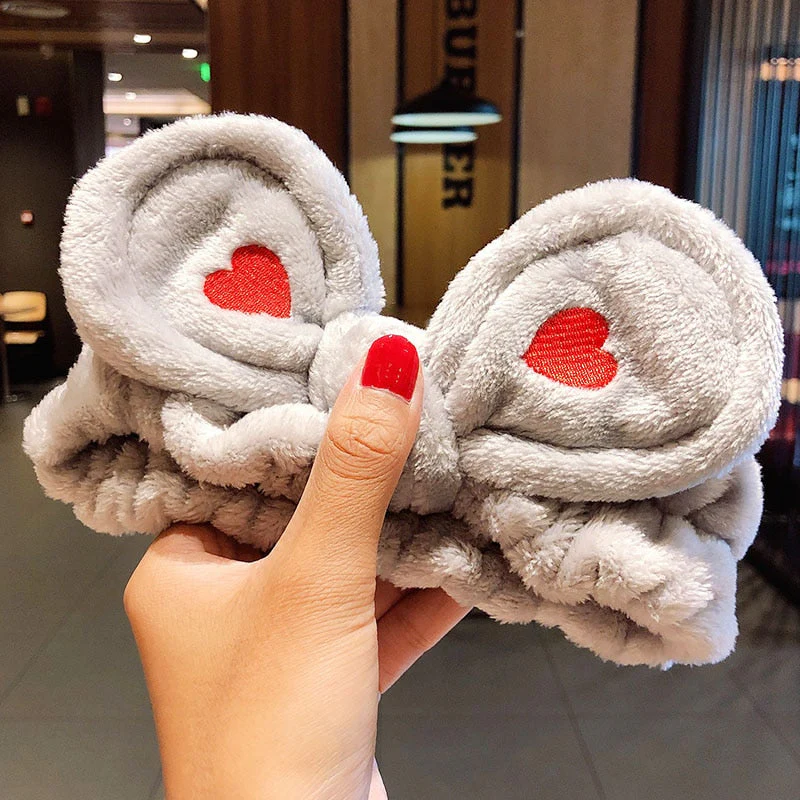 Wash Face Hair Holder Hairbands Soft Warm Coral Fleece Bow Animal Ears Headband For Women Girls Turban Fashion Hair Accessories - Deanwangkt