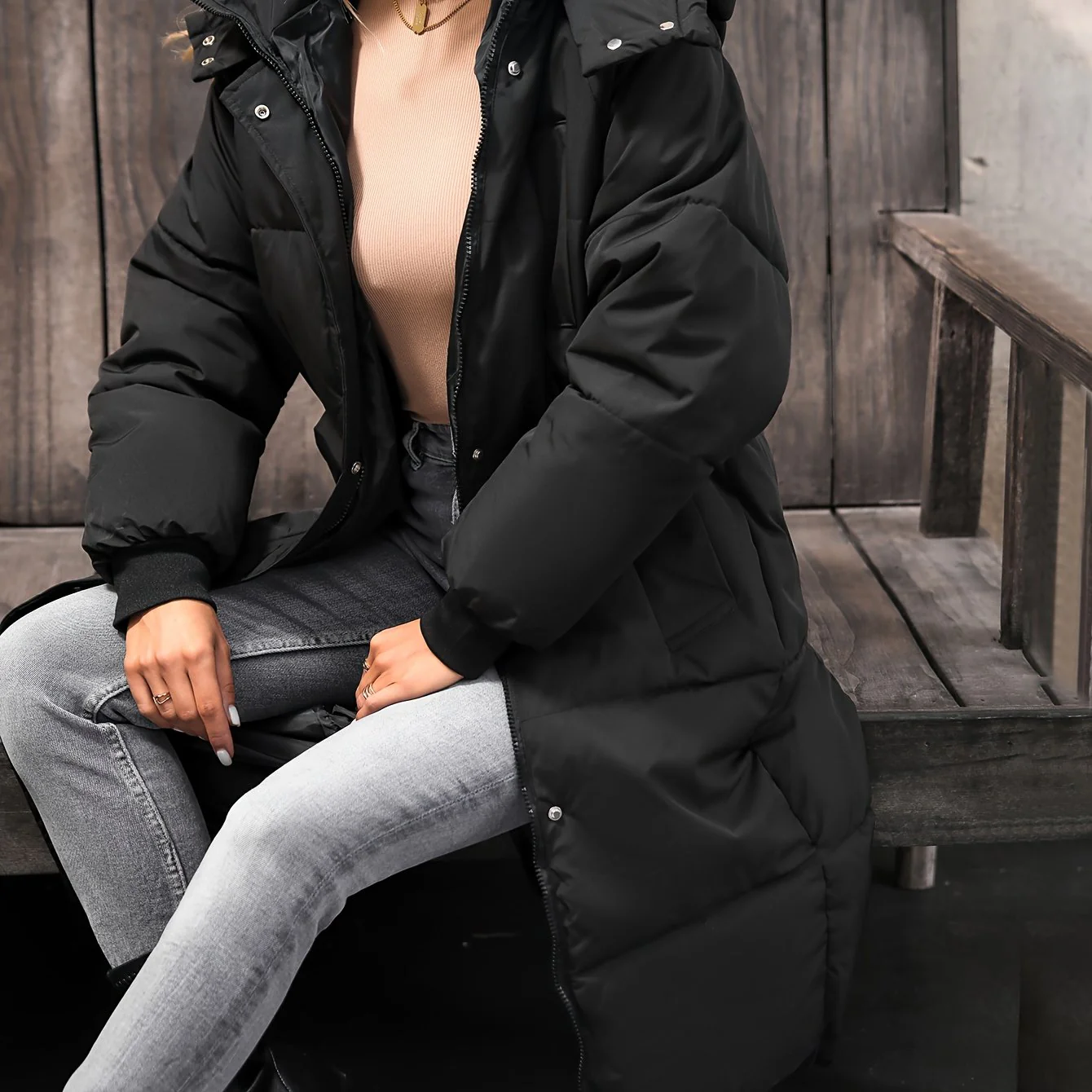 Zip Up Hooded Parka, Casual Solid Coat For Winter & Fall, Women's Clothing - Deanwangkt