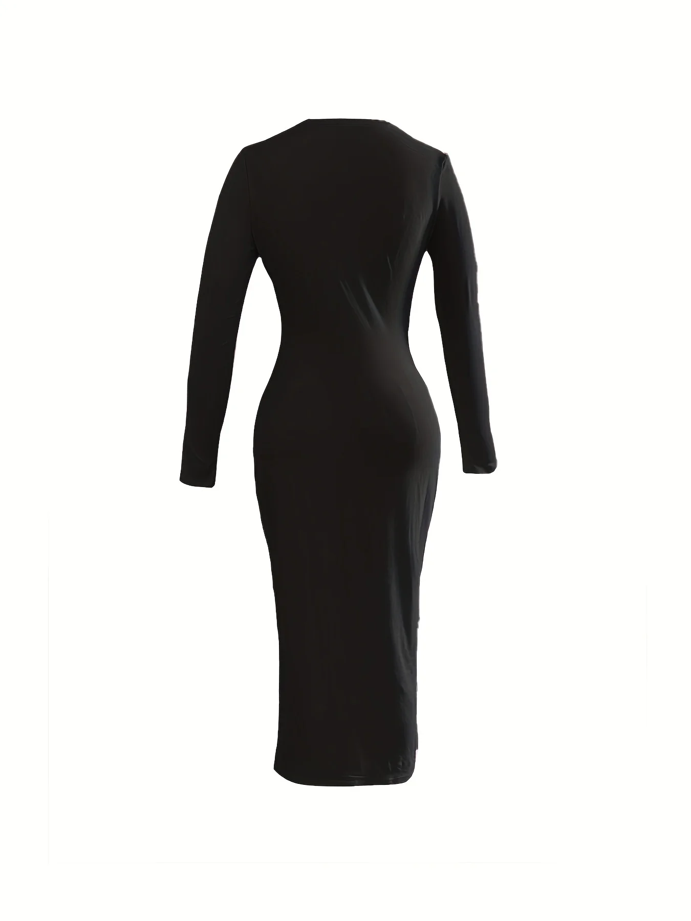 Simple Versatile Dress, Casual Crew Neck Long Sleeve Bodycon Dress, Women's Clothing - Deanwangkt