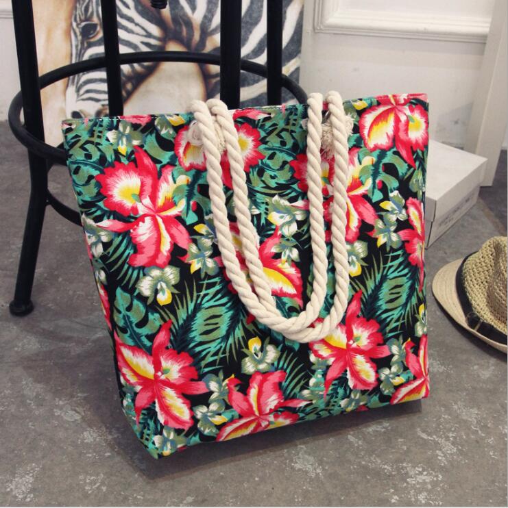 deanwangkt  Fashion Folding Women Big Size Handbag Tote Ladies Casual Flower Printing Canvas Graffiti Shoulder Bag Beach Bolsa Feminina - Deanwangkt