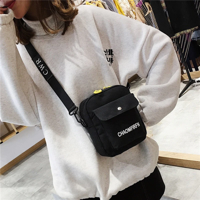 deanwangkt  Small Canvas Bag Women's Crossbody Shoulder Bags for Women Messenger Coin Purse Cartoon Cell Phone Shoulder Bags Phone Handbags - Deanwangkt