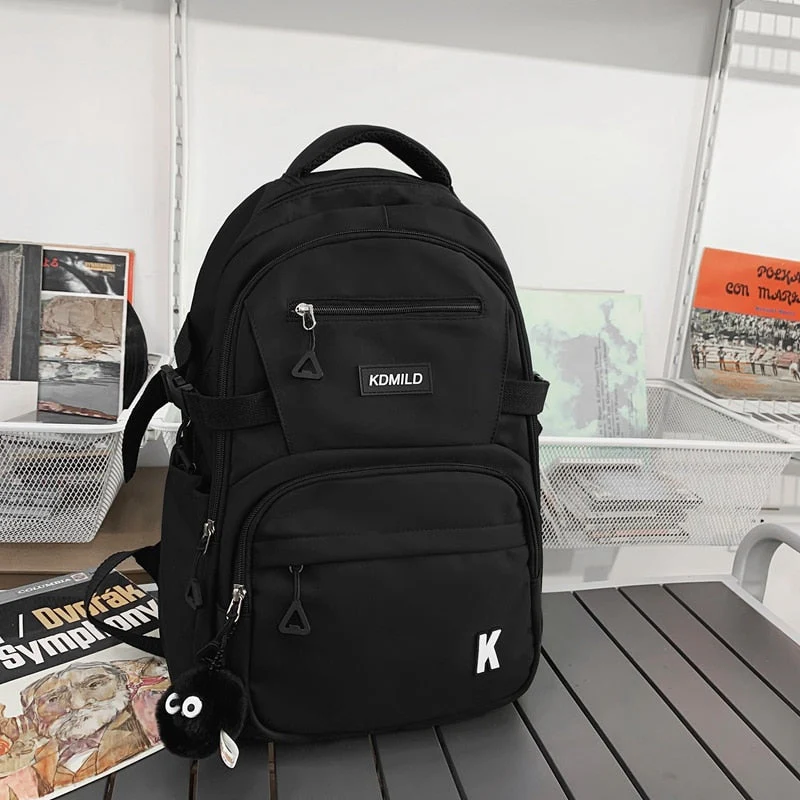 BACK TO SCHOOL   Fashion Teenager Waterproof Bookbag for High School Girls Boys School Bag Nylon Black Backpack Women Laptop Mochila - Deanwangkt