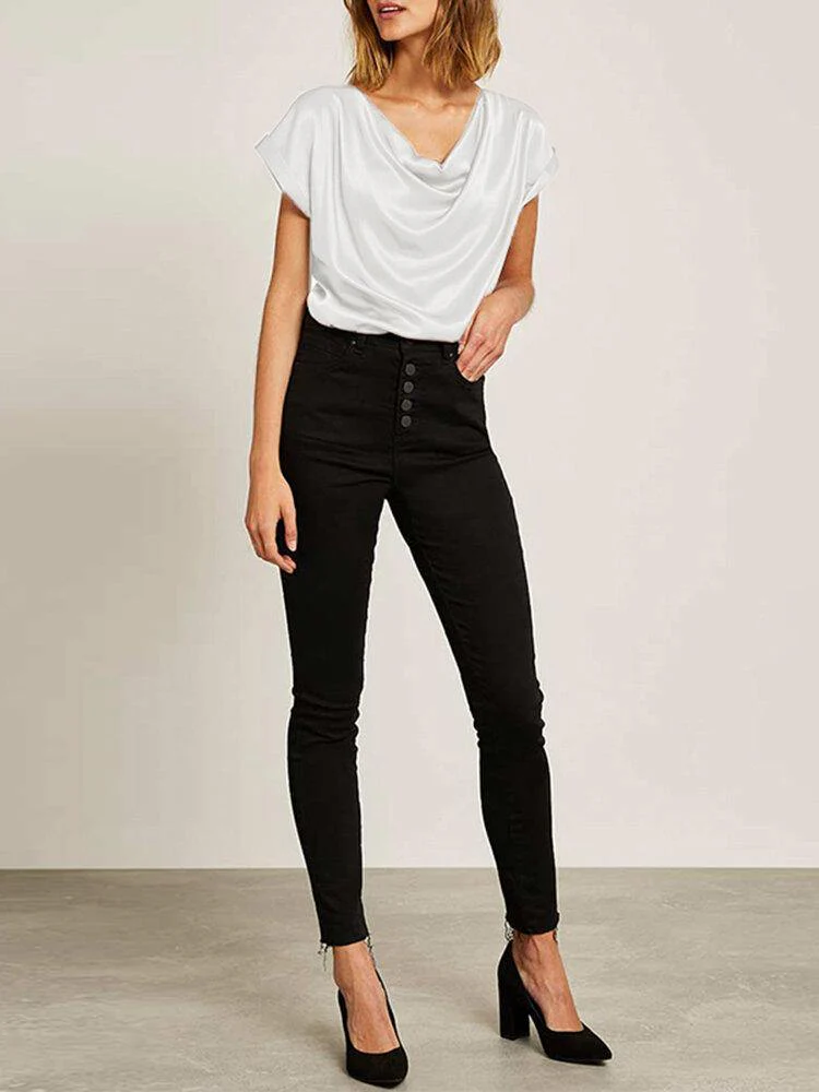 deanwangkt Daily Swing Collar Bat Short Sleeve Loose Shirt - Deanwangkt