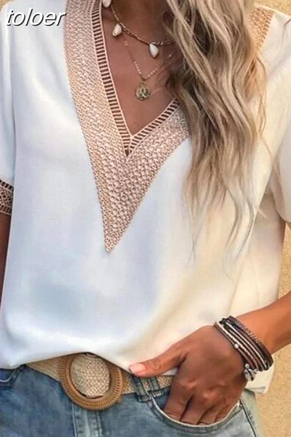 deanwangkt Casual Loose Blouse Women V-Neck Streetwear Shirt Summer Fashion Basic Top Women Party Clothing Shirt 21441 - Deanwangkt