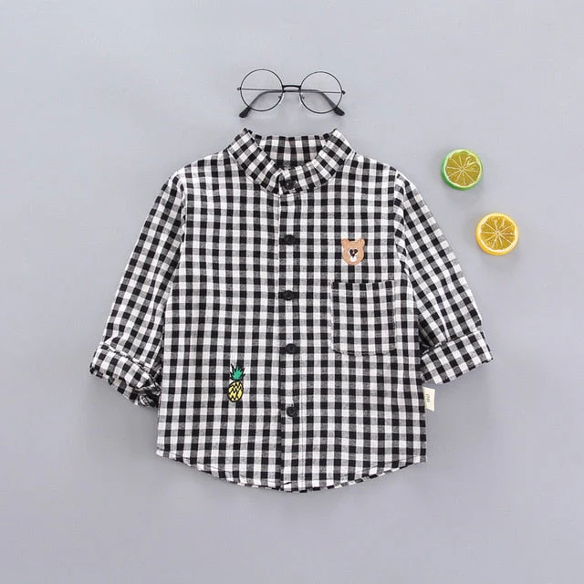 deanwangkt  Kids Shirt Clothes Spring Thin Blouses Clothing Infant Boy Plaid Cotton Tops 1 2 3 4 Years Kids Long Sleeves Shirt - Deanwangkt