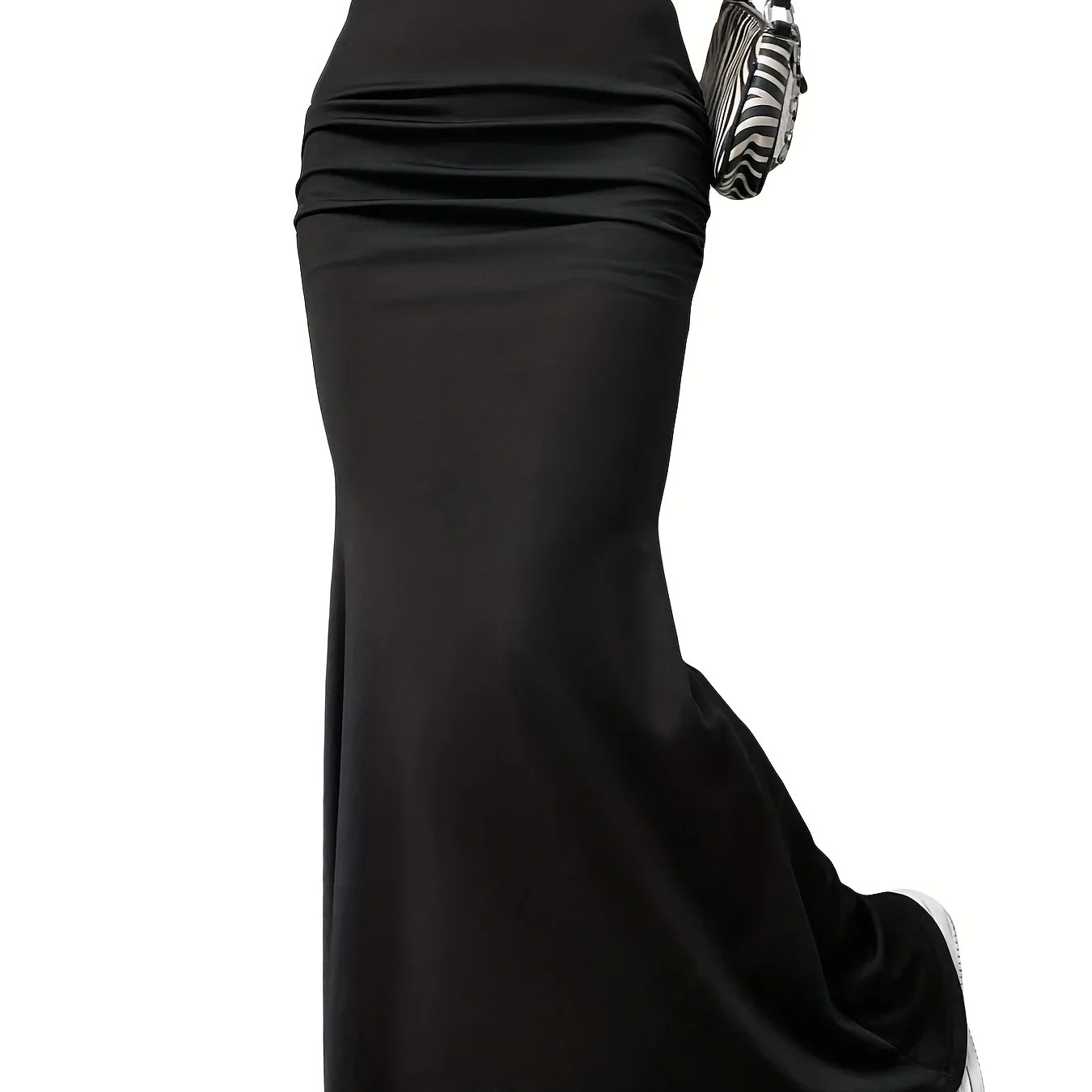 Solid Ruched High Waist Skirt, Elegant Slim Bodycon Skirt For Spring & Fall, Women's Clothing - Deanwangkt