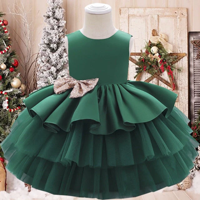 Summer Sequin Big Bow Baby Girl Dress 1st Birthday Party Wedding Dress For Girl Palace Princess Evening Dresses Kid Clothes - Deanwangkt