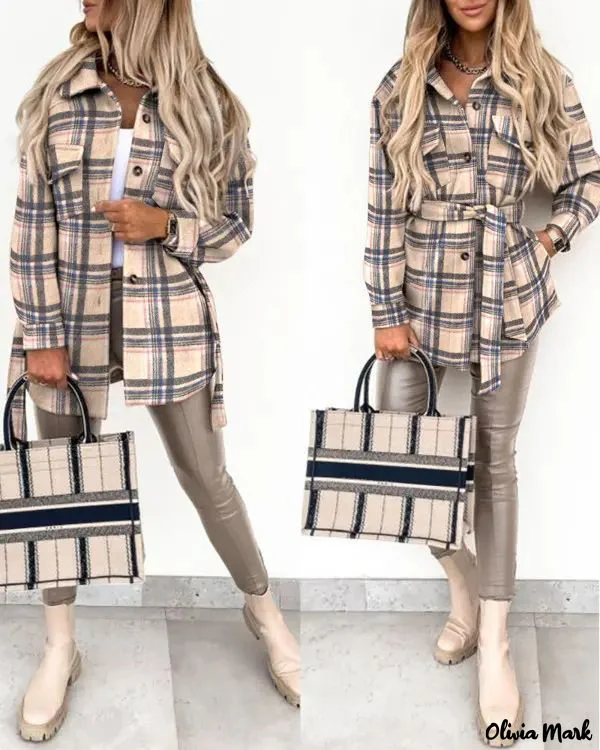 Deanwangkt - Plaid shirt with long sleeves and buttoned pocket with belt - Deanwangkt