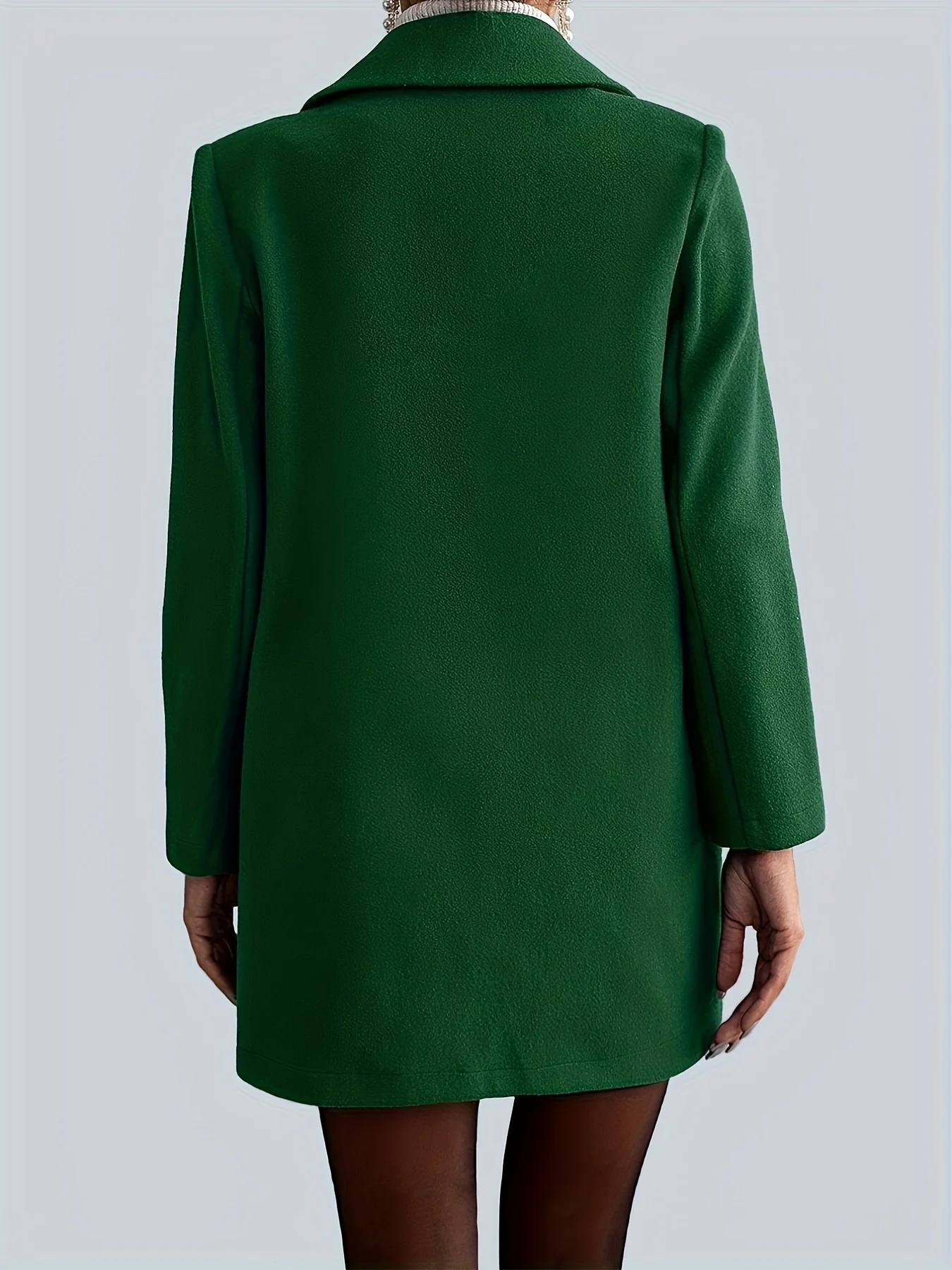 deanwangkt-1  Single Breasted Solid Coat, Casual Open Front Long Sleeve Outerwear, Women's Clothing - Deanwangkt