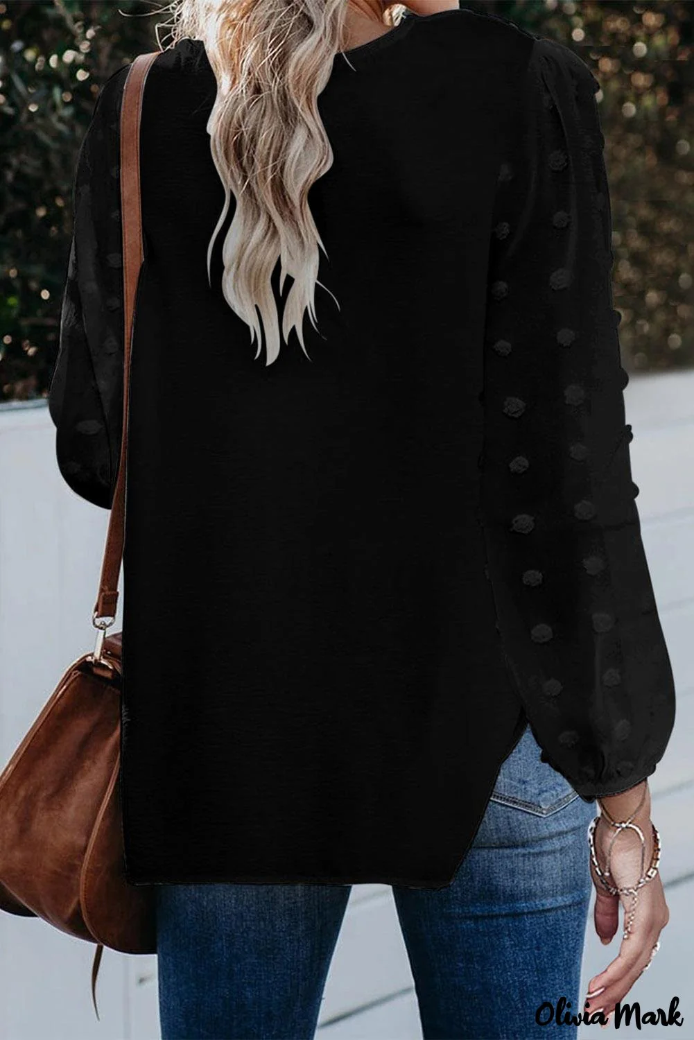 Deanwangkt - Black Polka Dot V-Neck Long Sleeve Blouse - Deanwangkt
