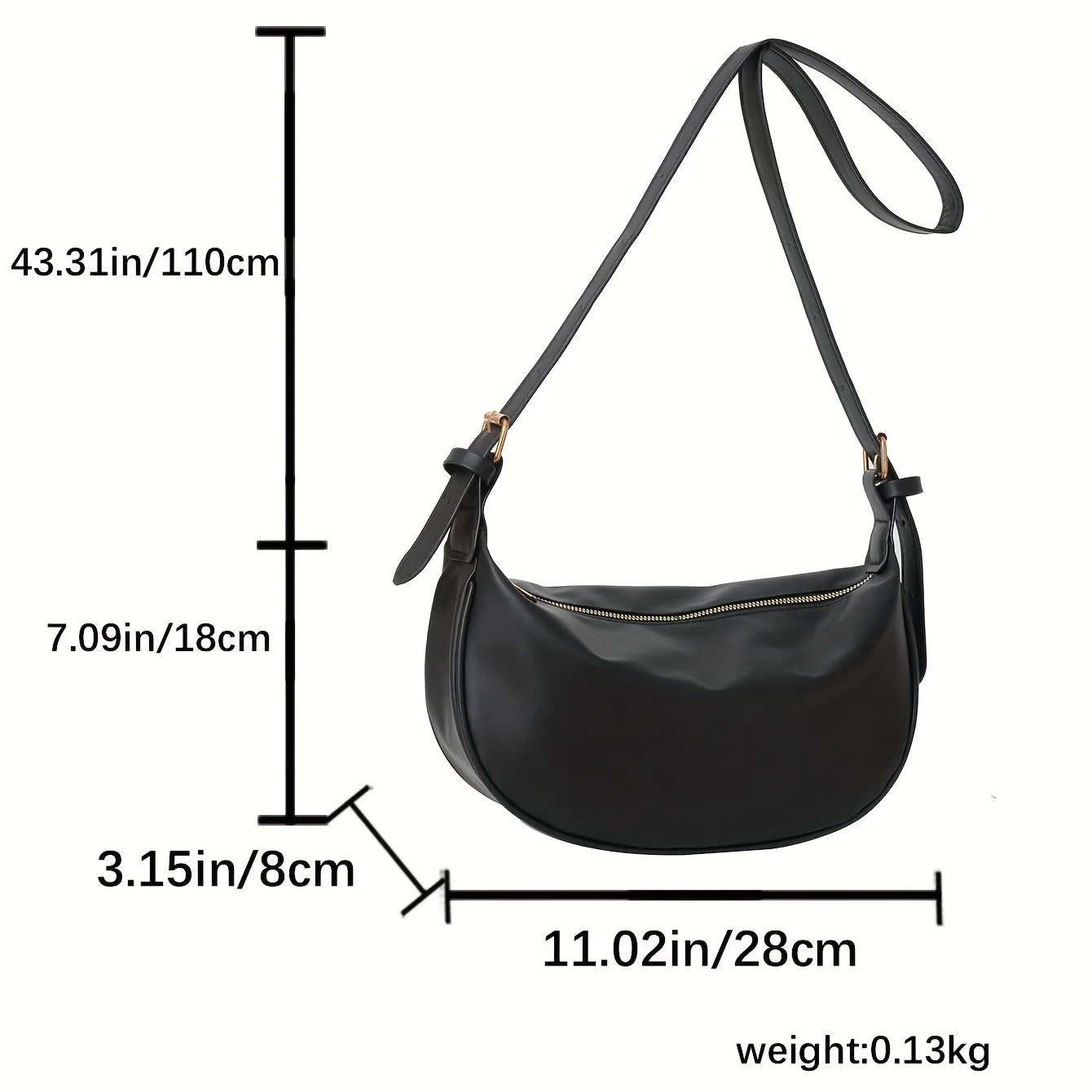 Minimalist Crescent Shoulder Bag, Casual Zipper Crossbody Purse, Women's Stylish Carry On Purse - Deanwangkt