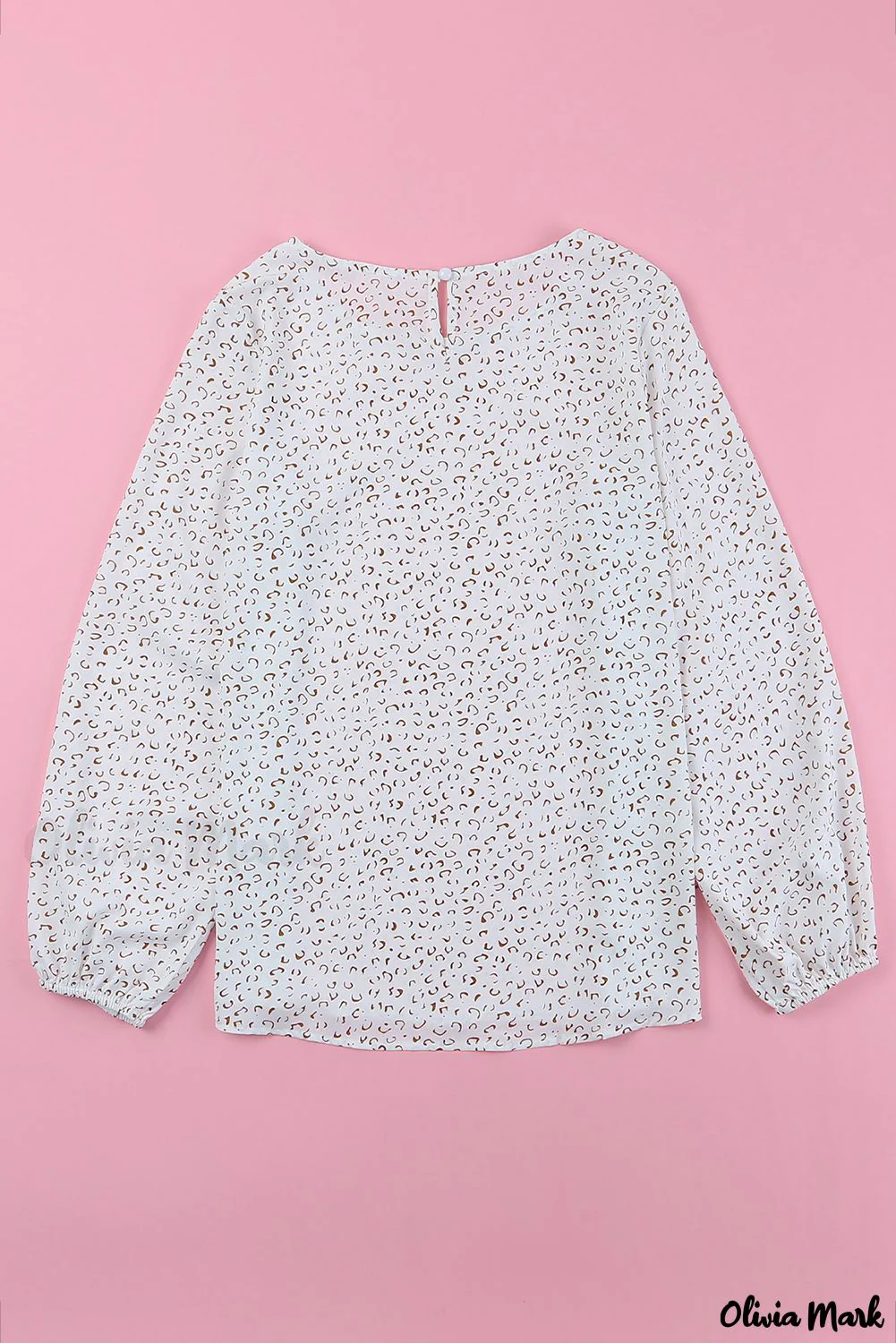 Deanwangkt - Leopard Long Sleeve Round Neck Blouse - Deanwangkt