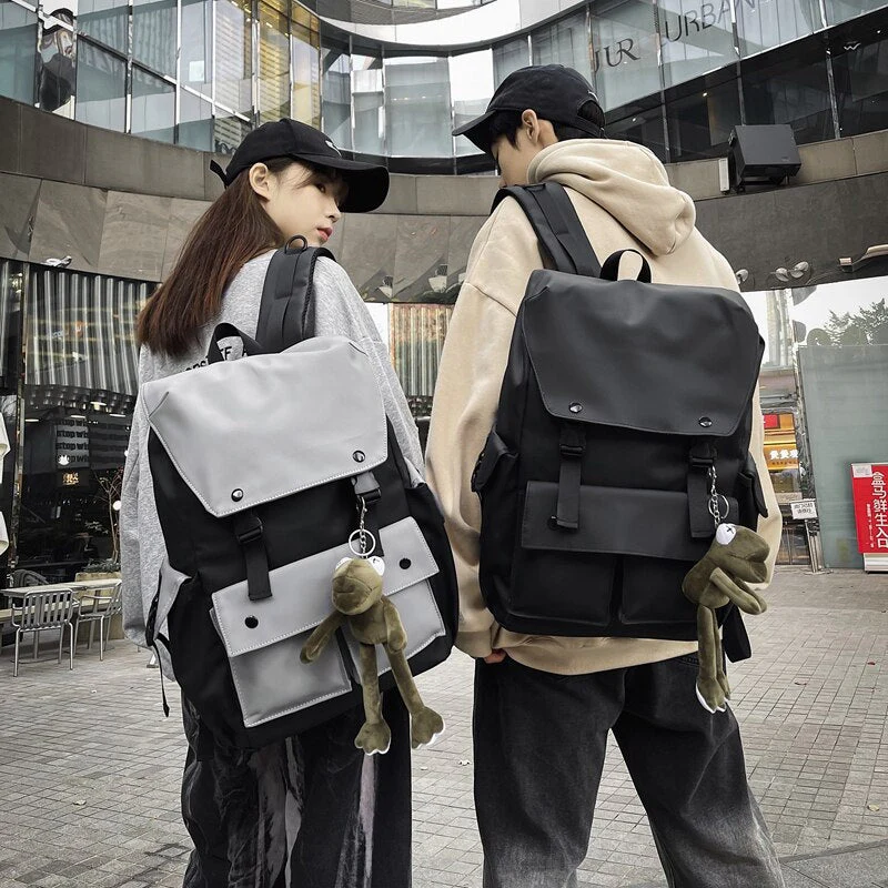 Back to school backpack High Capacity Men's For Laptop Backpacks For Teenagers Travel Bag Fashion Couple Schoolbags With Frog Pendant - Deanwangkt