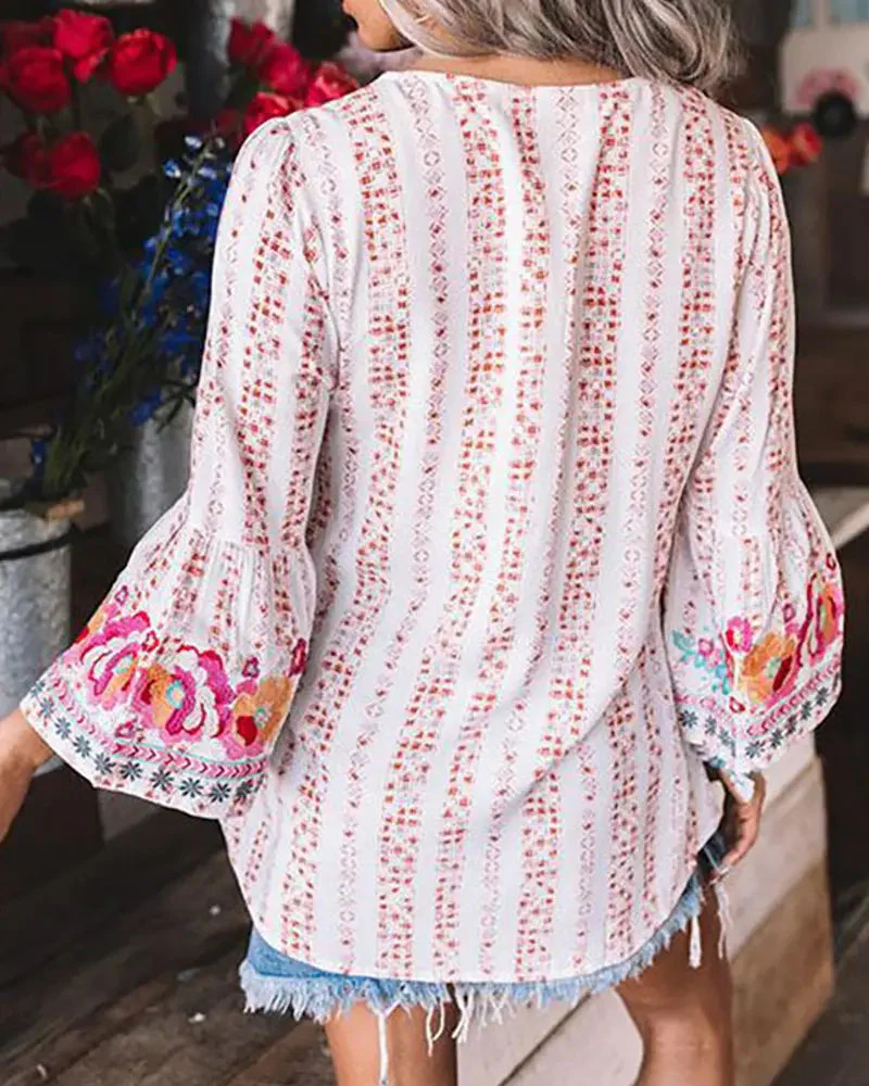 Deanwangkt - Floral print top with flared sleeves - Deanwangkt